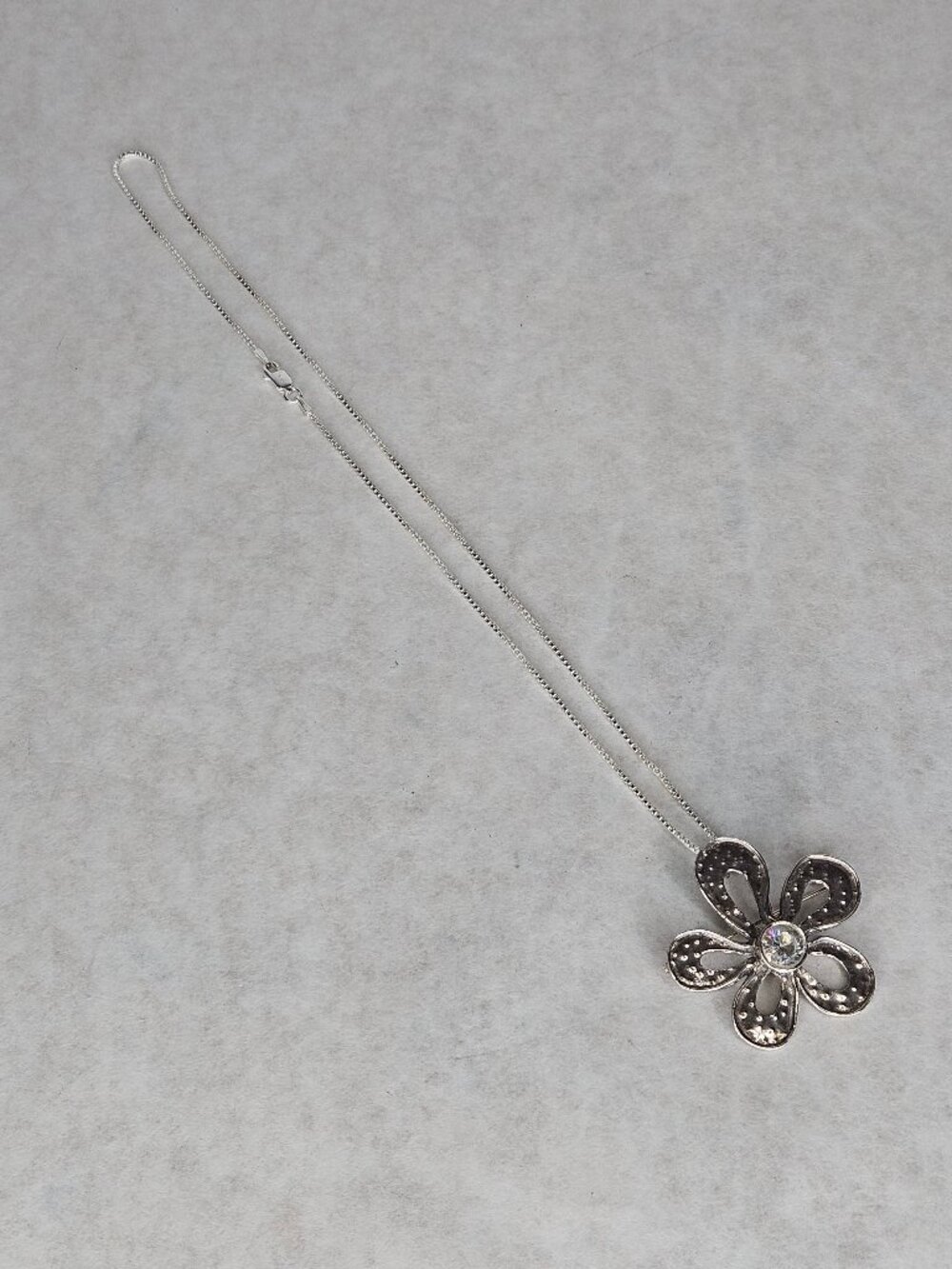 Silpada 925 Sterling Silver Flower Crystal Brooch Pin With Unbranded Necklace